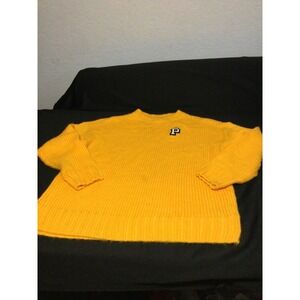 Victoria's Secret PINK YellowKnitSweaterPulloverCrewneck Applique LetterP size S
